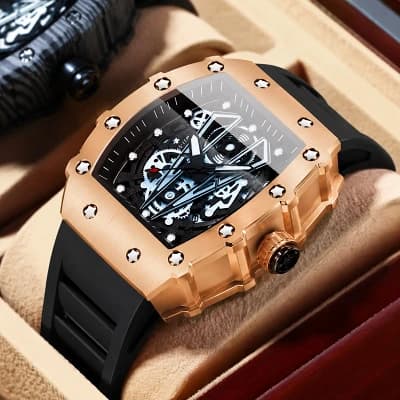 Montre squelette or