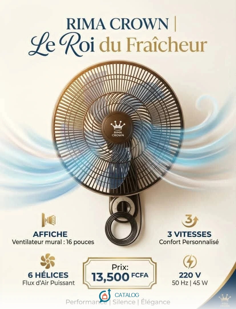 Ventilateur mural Rima Crown 16 pouces