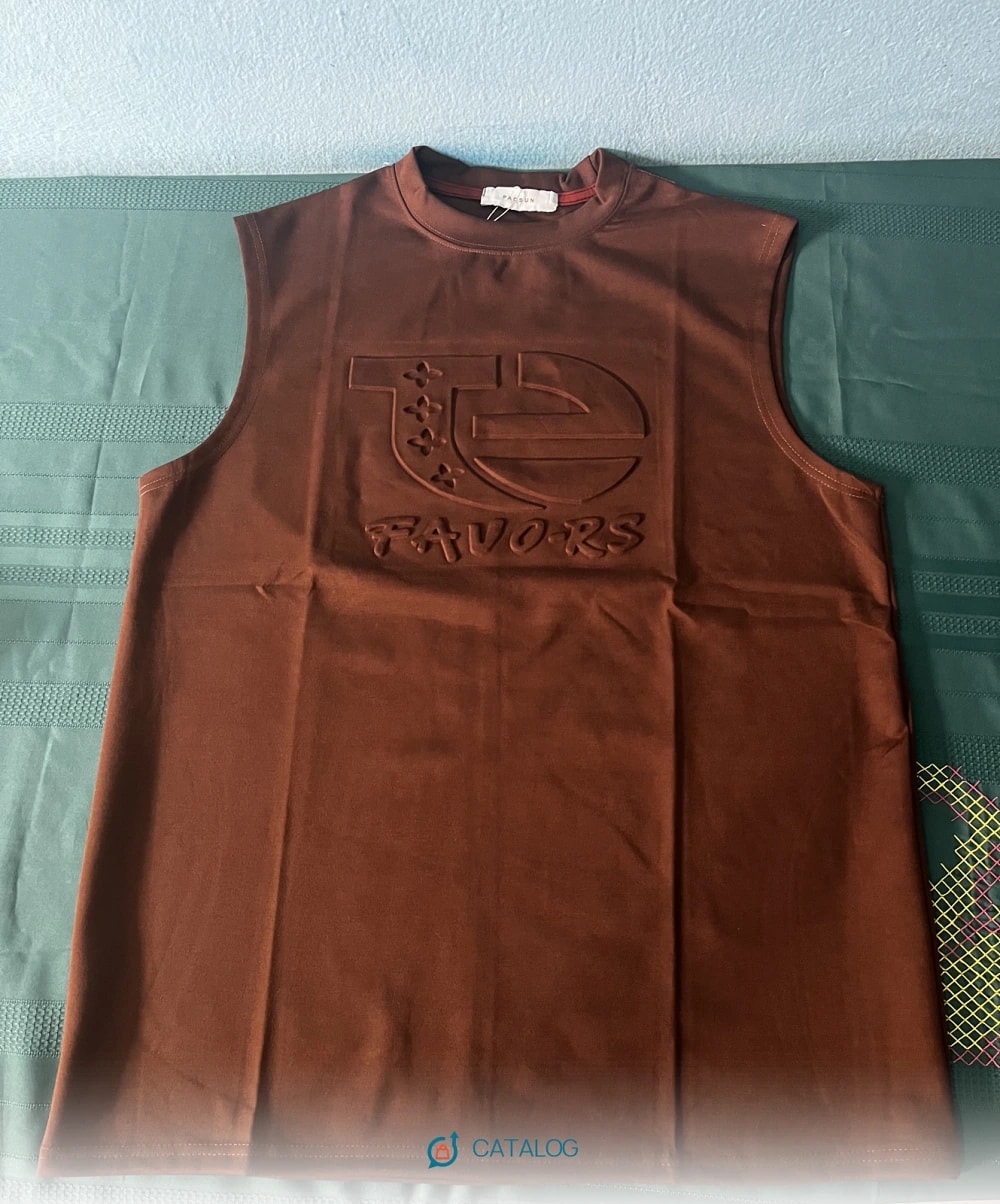 Débardeur homme marron brodé