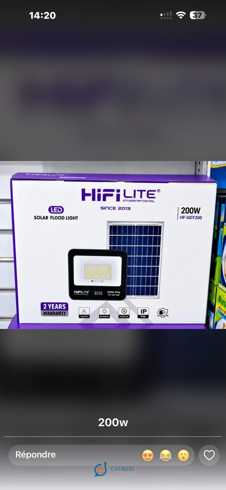 Projecteur solaire HiFiLITE 200W
