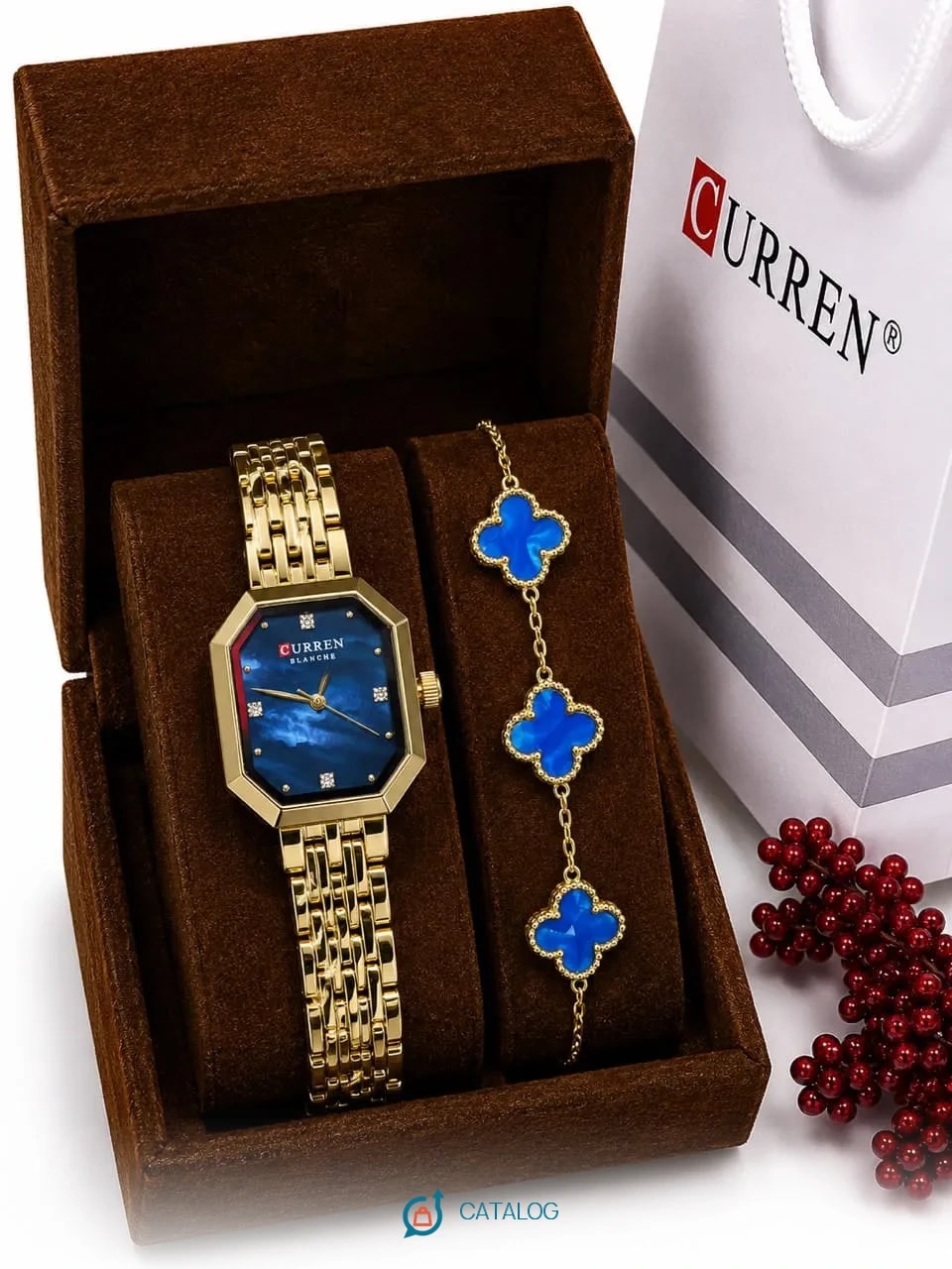 coffret montre et bracelet doré