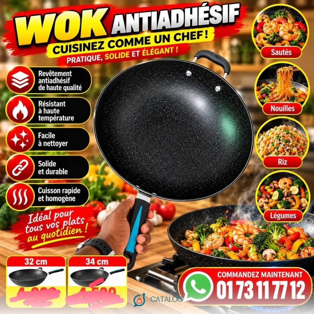 Wok antiadhésif 32 cm