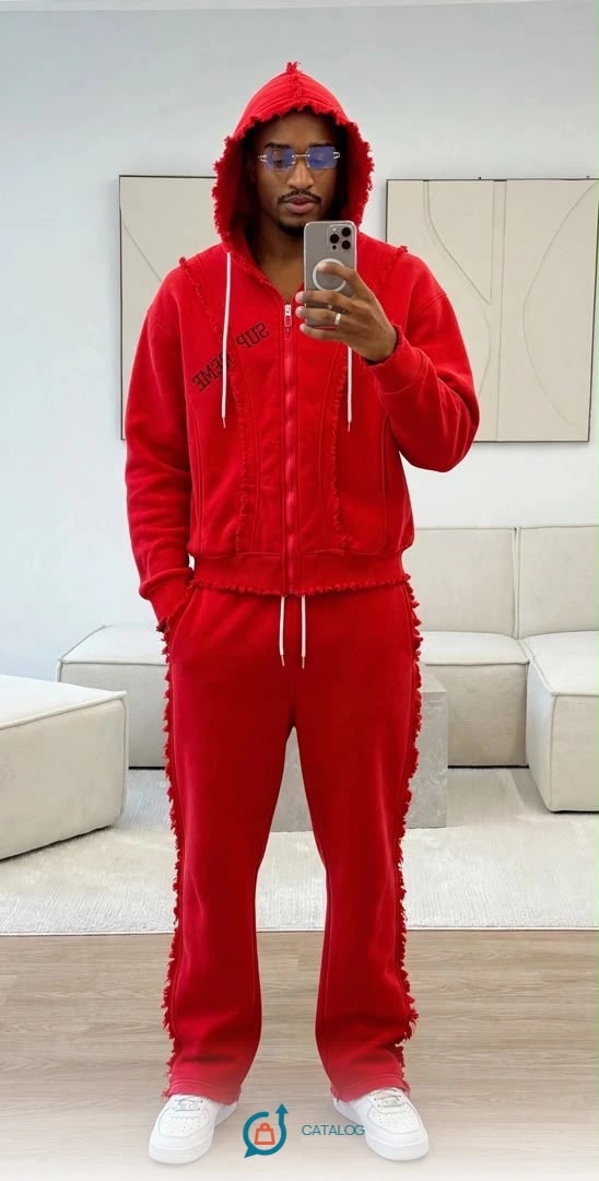 Ensemble survêtement rouge homme