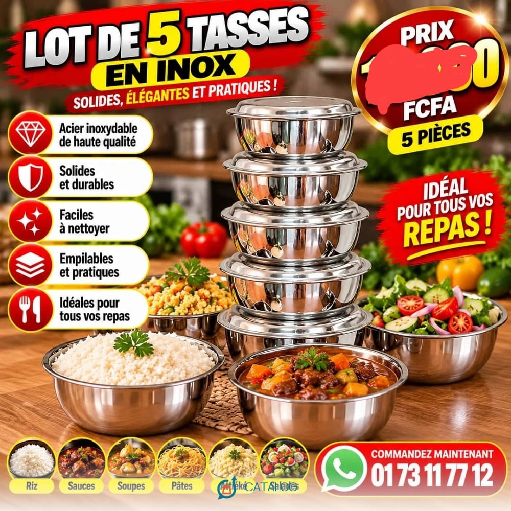 Lot de 5 tasses en inox