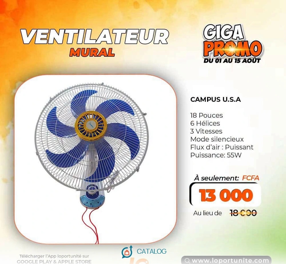 Ventilateur mural Campus 18 pouces
