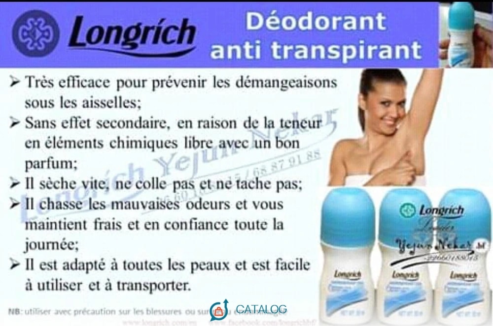 Déodorant anti transpirant en flacon longrich