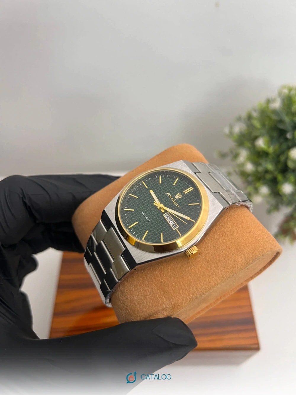 Montre bracelet acier cadran vert