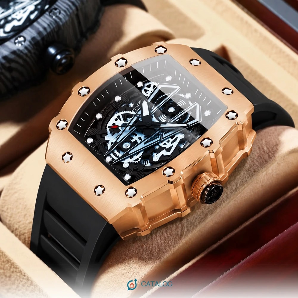 Montre squelette or