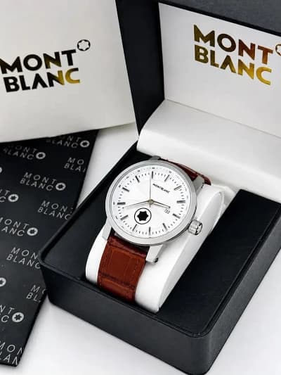 Montre bracelet marron cadran blanc
