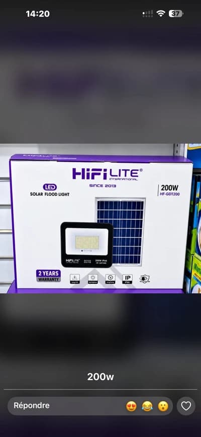 Projecteur solaire HiFiLITE 200W