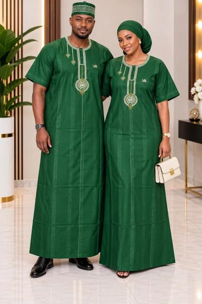 Tenue traditionnelle verte assortie