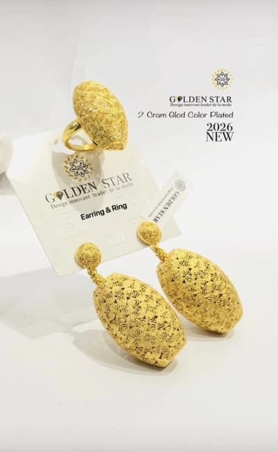 Boucles d'oreilles et bague Golden Star