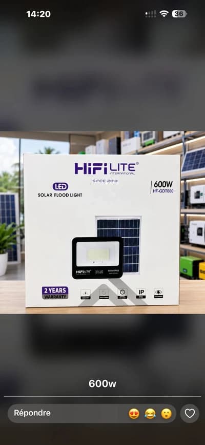 Projecteur solaire 600 watts